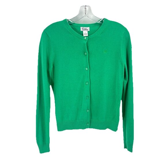 Lilly Pulitzer Green Cardigan Cotton Button Sz Small Preppy Classic - Picture 1 of 5